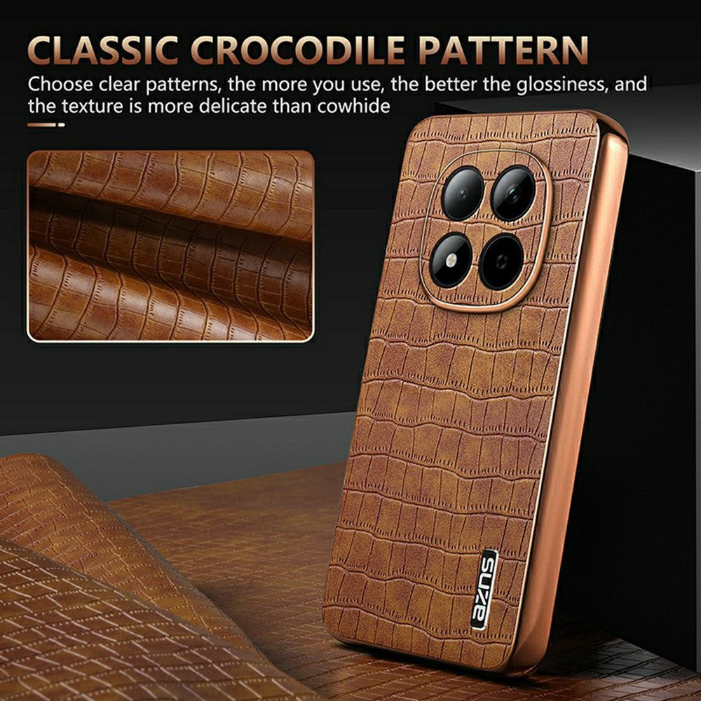 AZNS For Xiaomi Redmi Note 15 Pro 5G (Global) Case Electroplating Crocodile Texture PU + TPU Phone Cover
