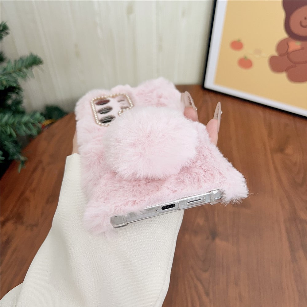 For Samsung Galaxy S26 Ultra Case Plush Cute Bunny Winter Fluffy TPU Phone Cover