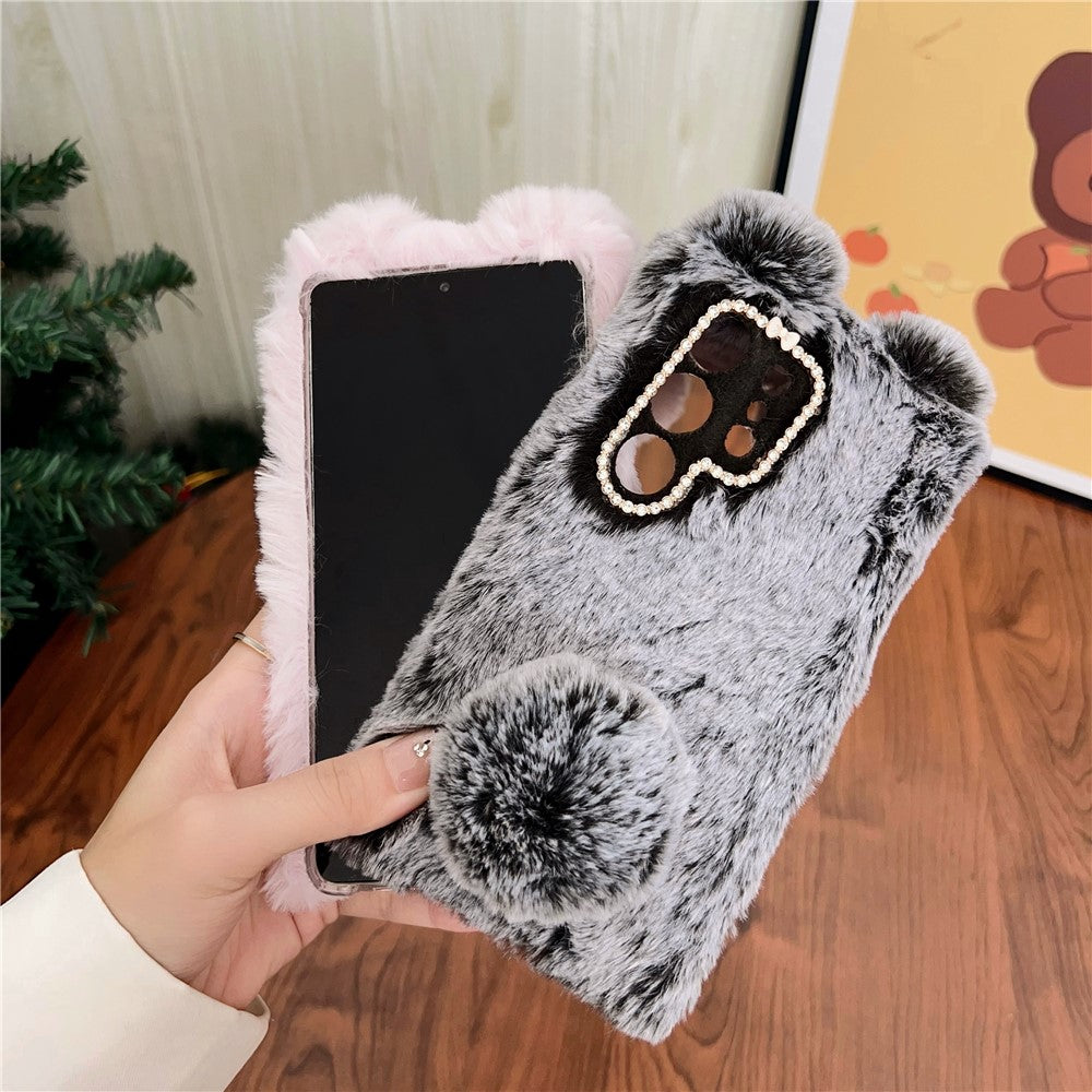 For Samsung Galaxy S26 Ultra Case Plush Cute Bunny Winter Fluffy TPU Phone Cover