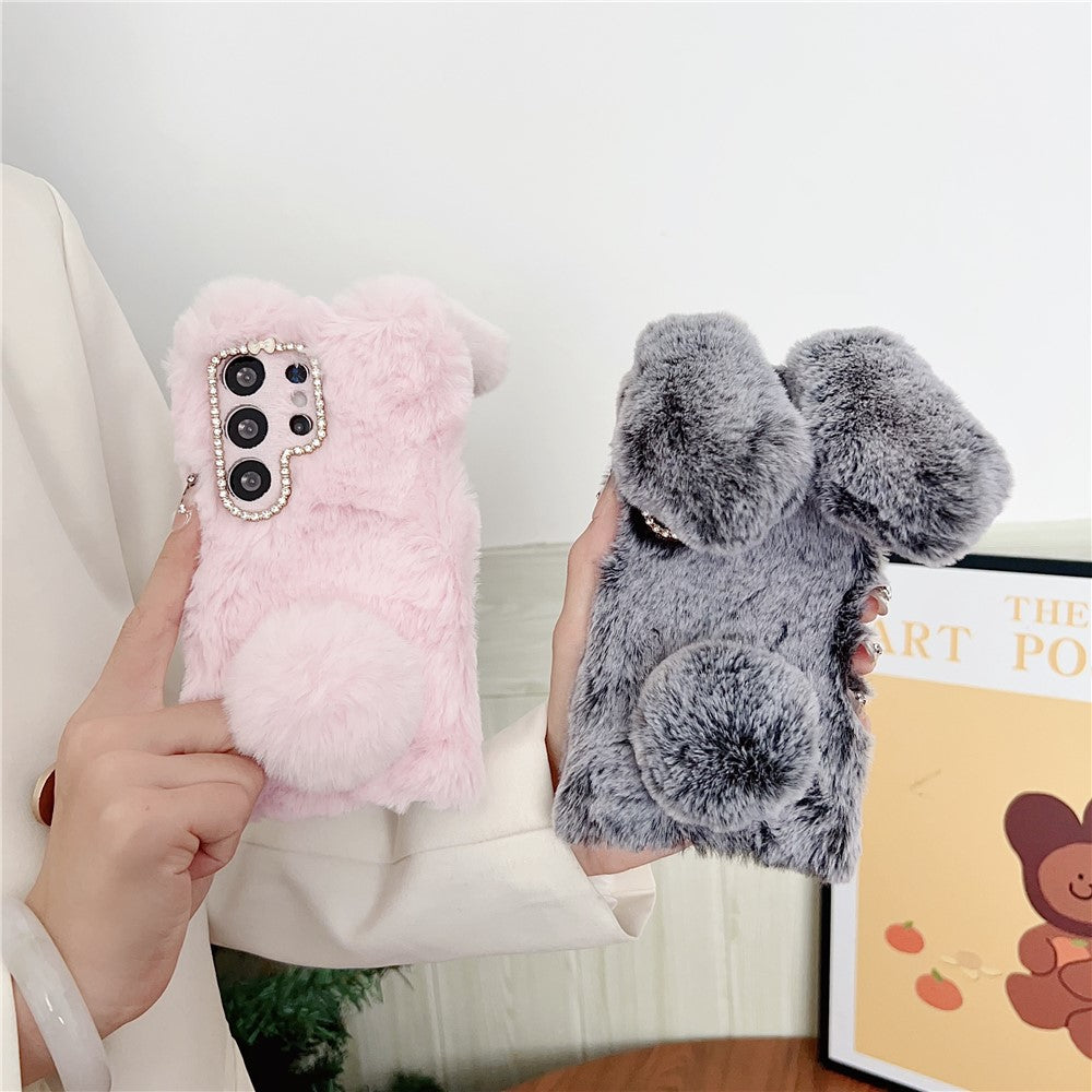 For Samsung Galaxy S26 Ultra Case Plush Cute Bunny Winter Fluffy TPU Phone Cover