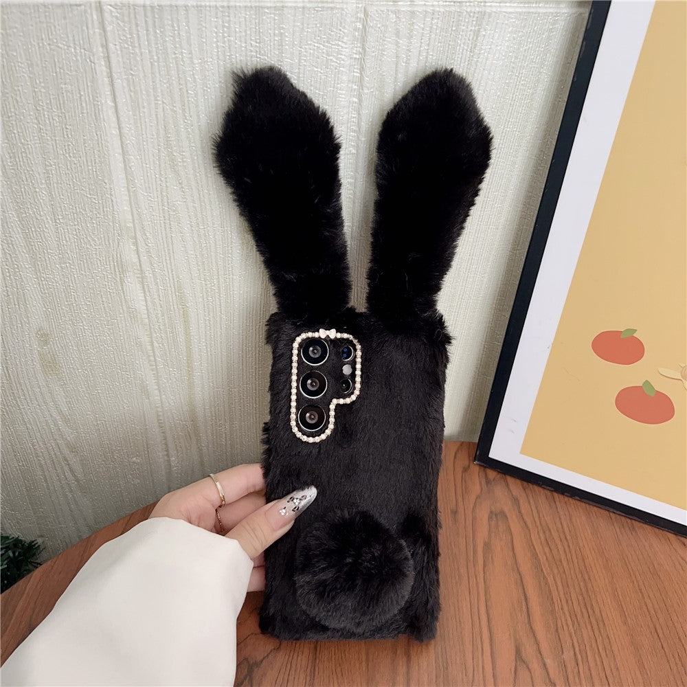For Samsung Galaxy S26 Ultra Case Plush Cute Bunny Winter Fluffy TPU Phone Cover