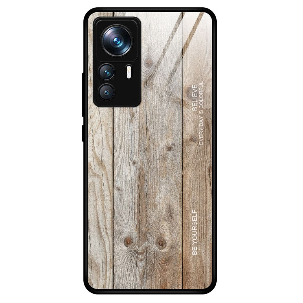 Xiaomi 12T Pro 5G Fallsäkert Trämönster Härdat Glasskal mobilskal TPU Ram Skyddande Skal