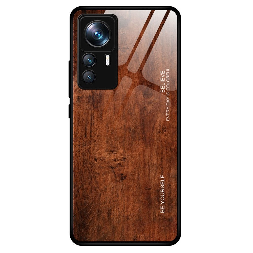 Xiaomi 12T Pro 5G Fallsäkert Trämönster Härdat Glasskal mobilskal TPU Ram Skyddande Skal