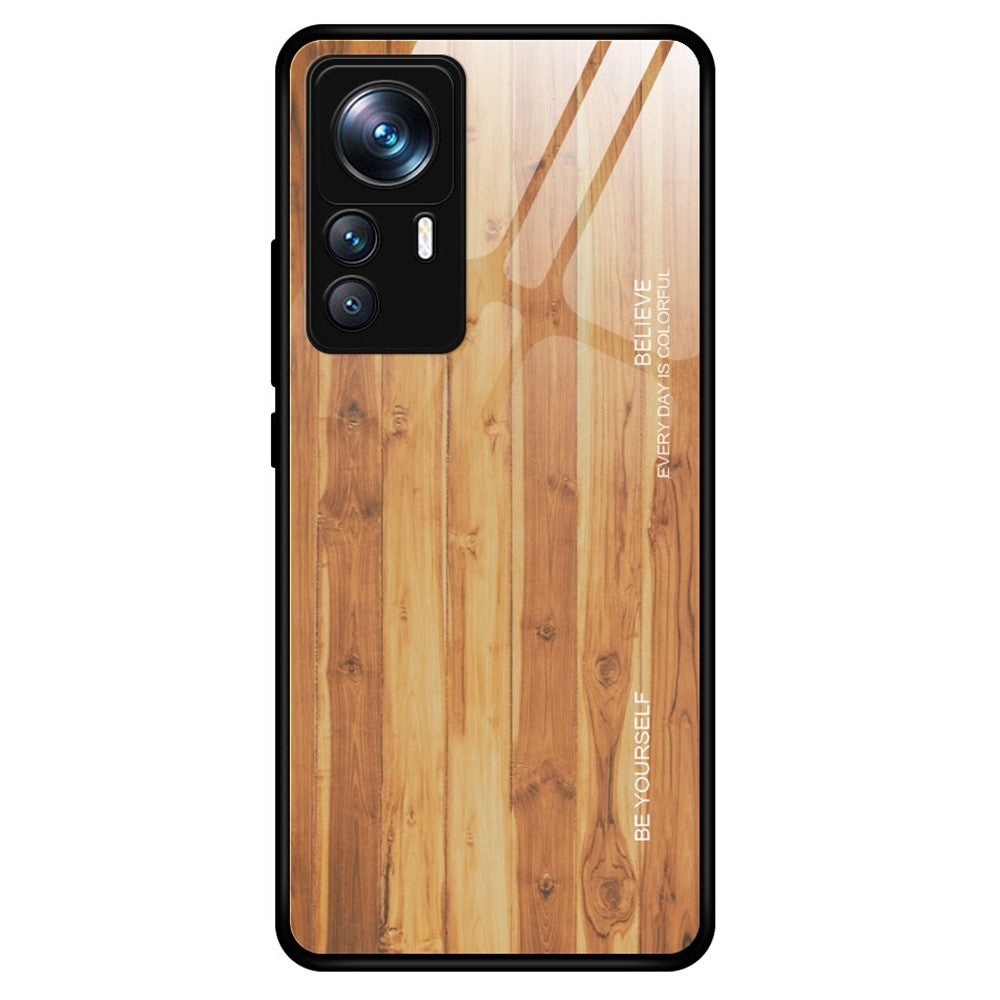 Xiaomi 12T Pro 5G Fallsäkert Trämönster Härdat Glasskal mobilskal TPU Ram Skyddande Skal