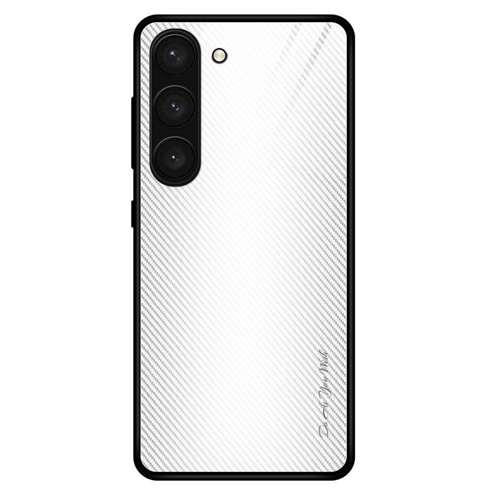 Reptåligt mobilskal för Samsung Galaxy S23+ Kolfibertextur mobilskal Härdat Glas + TPU mobilskal