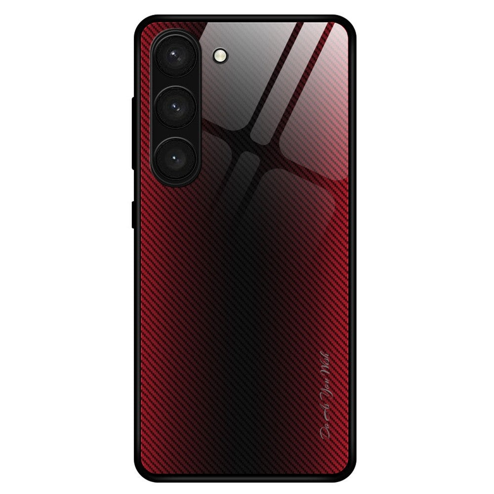 Reptåligt mobilskal för Samsung Galaxy S23+ Kolfibertextur mobilskal Härdat Glas + TPU mobilskal