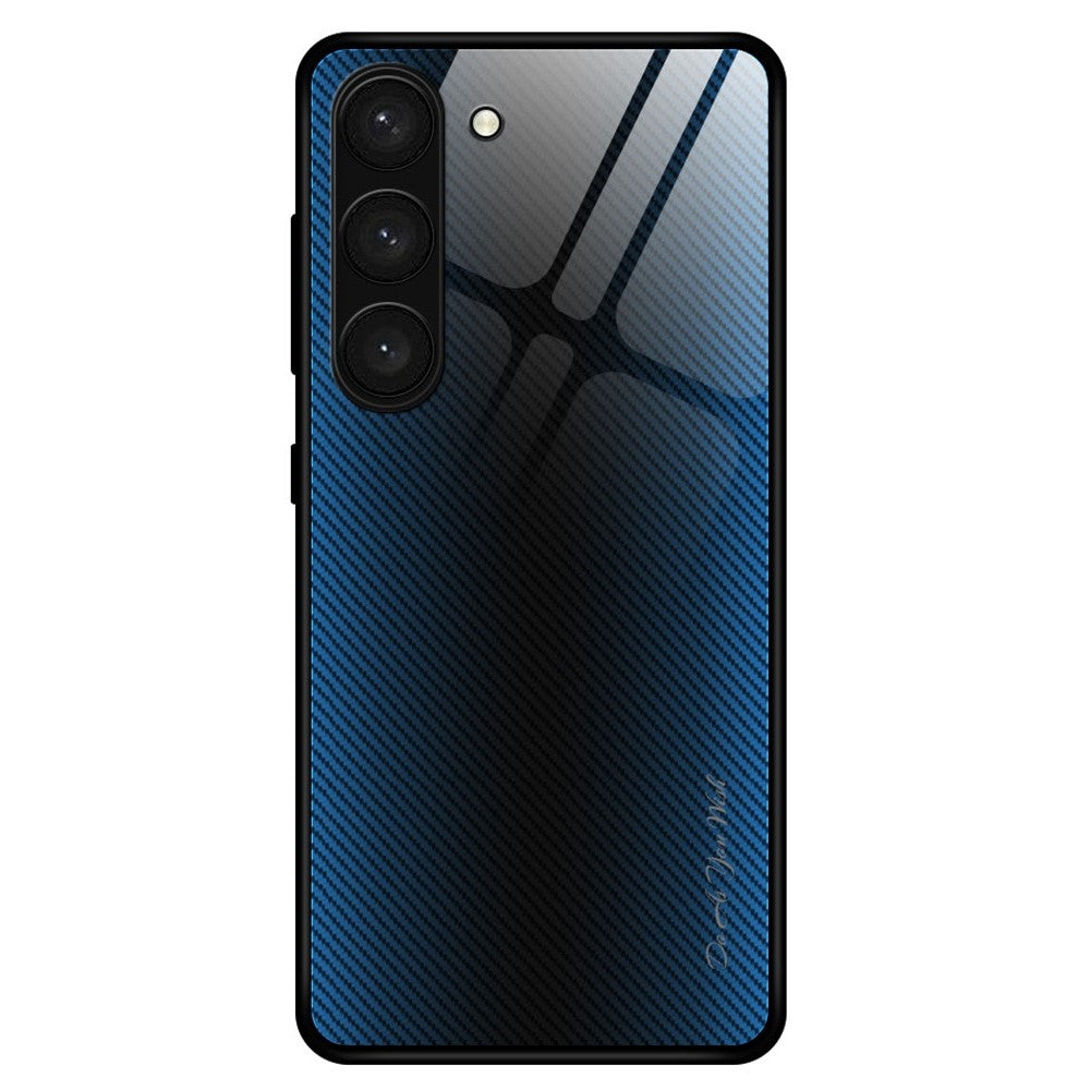 Reptåligt mobilskal för Samsung Galaxy S23+ Kolfibertextur mobilskal Härdat Glas + TPU mobilskal