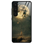 For Samsung Galaxy S23+ Stylish Pattern Printing TPU+PC+Tempered Glass Anti-Scratch Case Cellphone Protective Back Cover