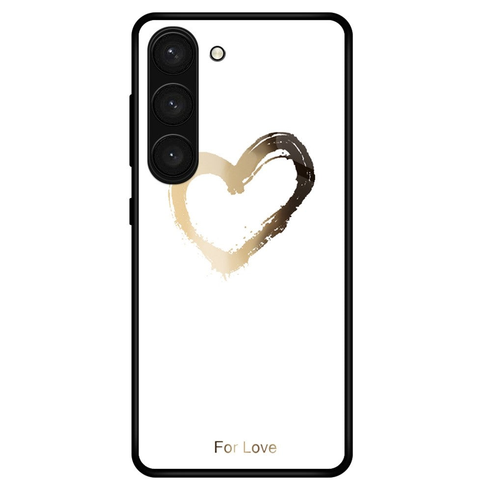 For Samsung Galaxy S23+ Stylish Pattern Printing TPU+PC+Tempered Glass Anti-Scratch Case Cellphone Protective Back Cover
