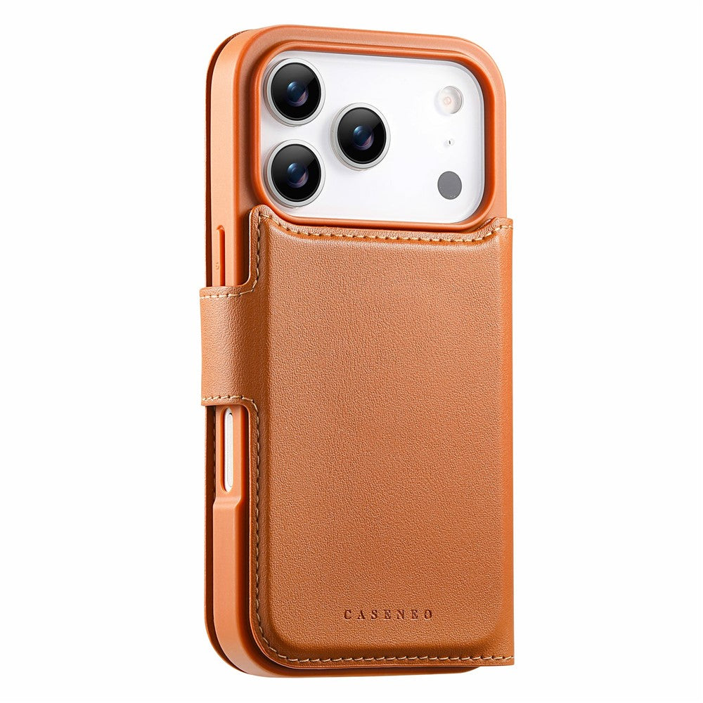 CASENEO For iPhone 18 Pro Max / 17 Pro Max Magnetic Case RFID Blocking Wallet Detachable Leather Phone Cover with Wristband