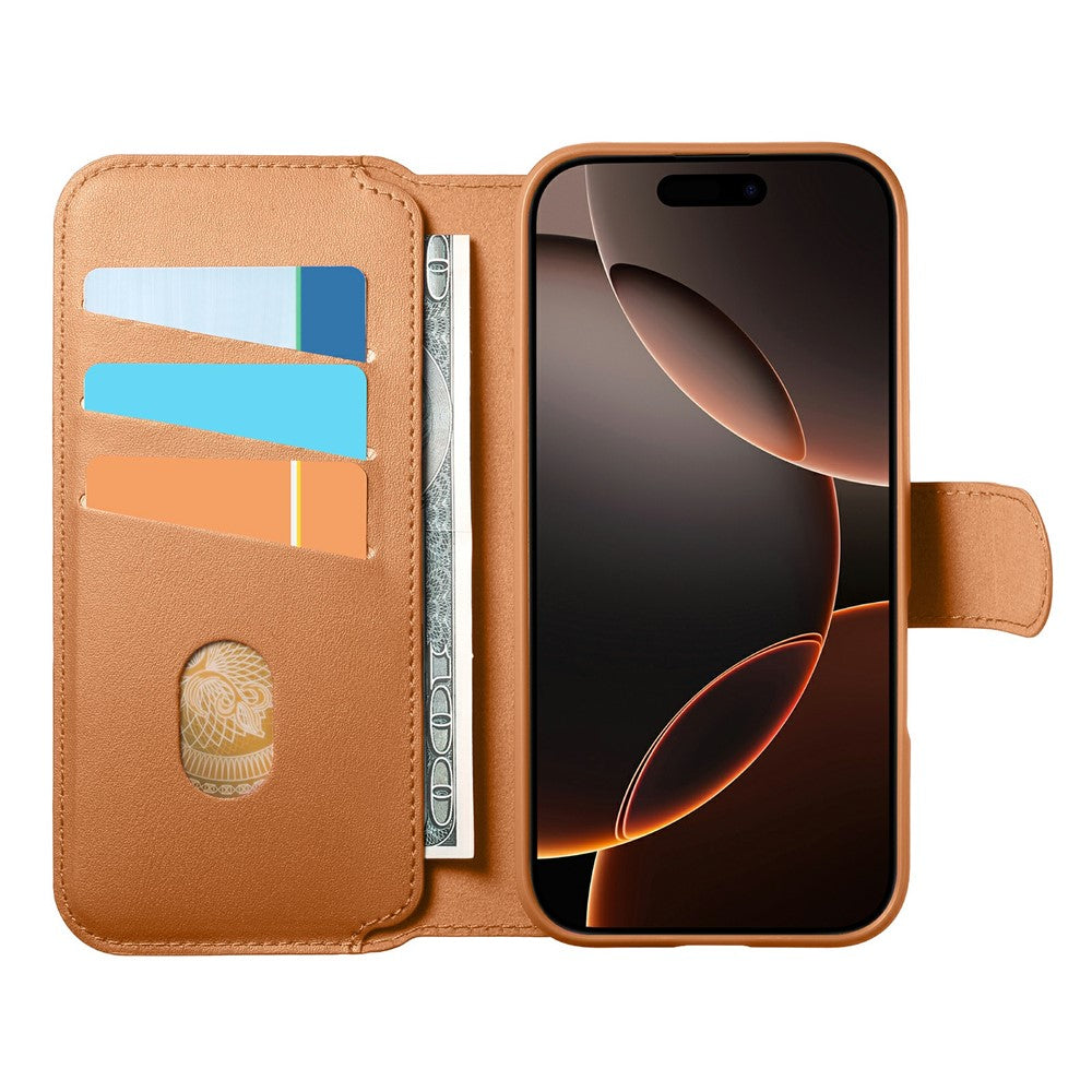 CASENEO For iPhone 17 Magnetic Case RFID Blocking Wallet Detachable Leather Phone Cover with Wristband