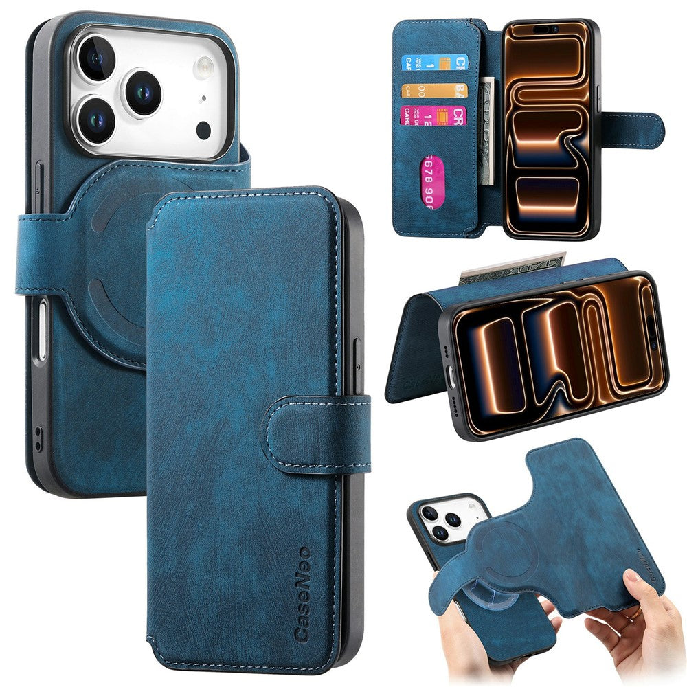 CASENEO MW-03 For iPhone 18 Pro / 17 Pro Case with Detachable Wallet Leather + TPU Phone Cover