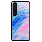 For Samsung Galaxy S23 Stylish Marble Pattern Printing TPU + Tempered Glass Anti-Scratch Back Case Drop-proof Phone Cover