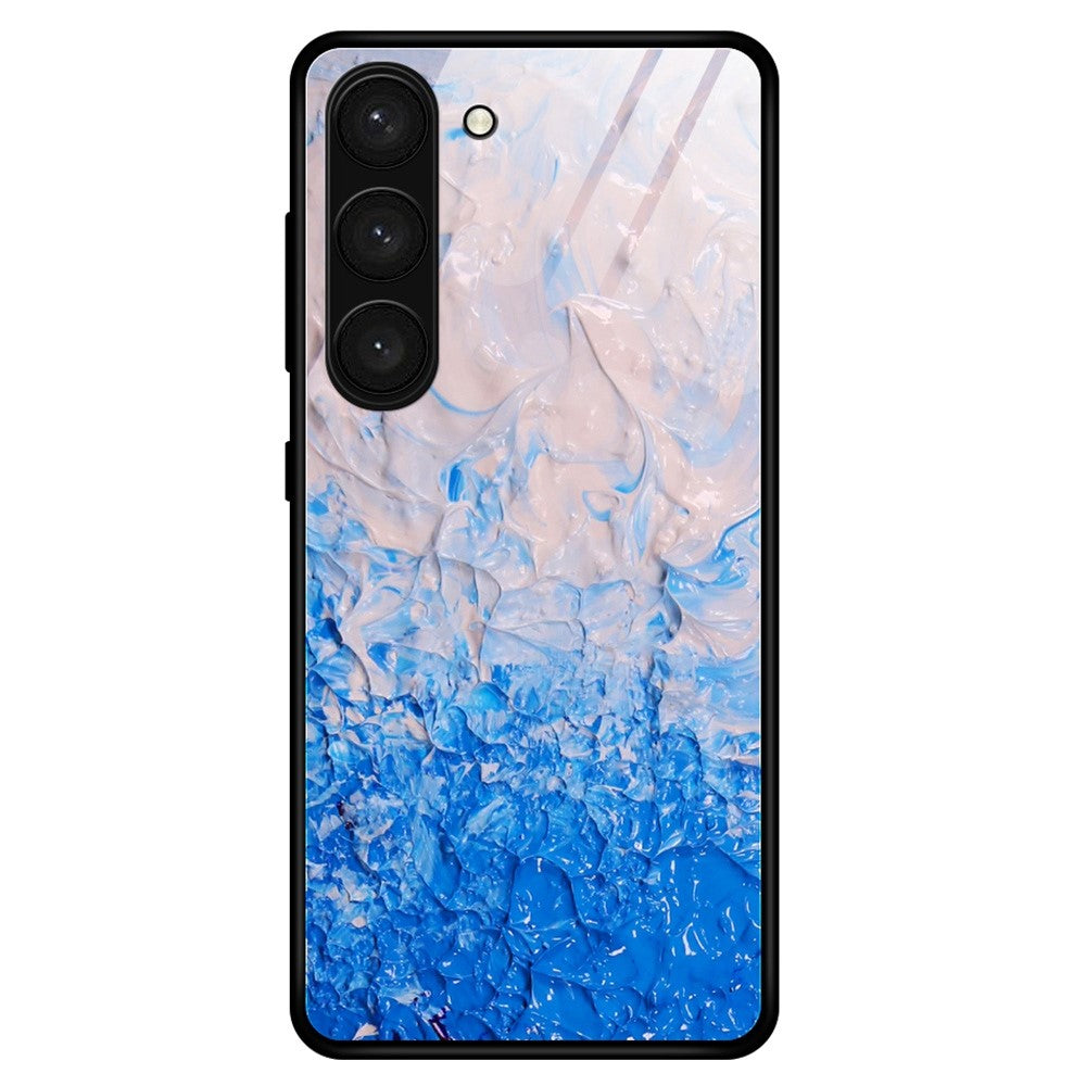 For Samsung Galaxy S23 Stylish Marble Pattern Printing TPU + Tempered Glass Anti-Scratch Back Case Drop-proof Phone Cover