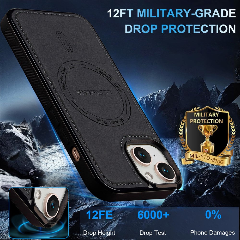 LC.IMEEKE L6 For iPhone 13 mini / 12 mini Case PU Leather Coated PC TPU Phone Cover Compatible with MagSafe