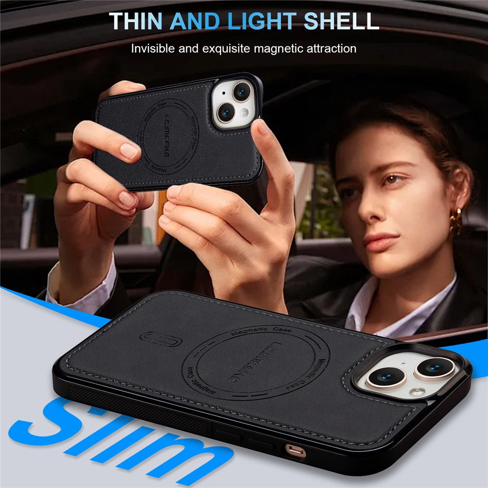 LC.IMEEKE L6 For iPhone 13 mini / 12 mini Case PU Leather Coated PC TPU Phone Cover Compatible with MagSafe