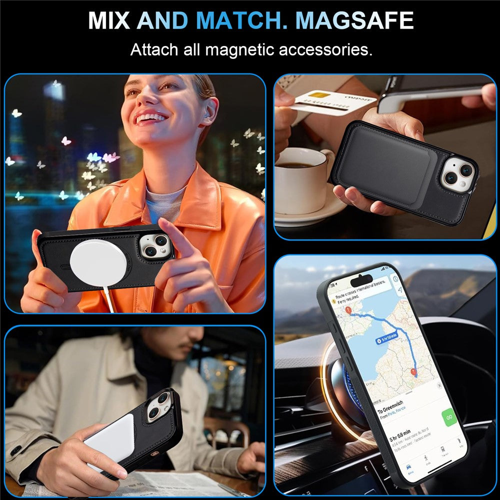 LC.IMEEKE L6 For iPhone 13 mini / 12 mini Case PU Leather Coated PC TPU Phone Cover Compatible with MagSafe