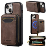 LC.IMEEKE L6 For iPhone 13 mini / 12 mini Magnetic Case Detachable Zipper Wallet Leather Coated PC + TPU Phone Cover