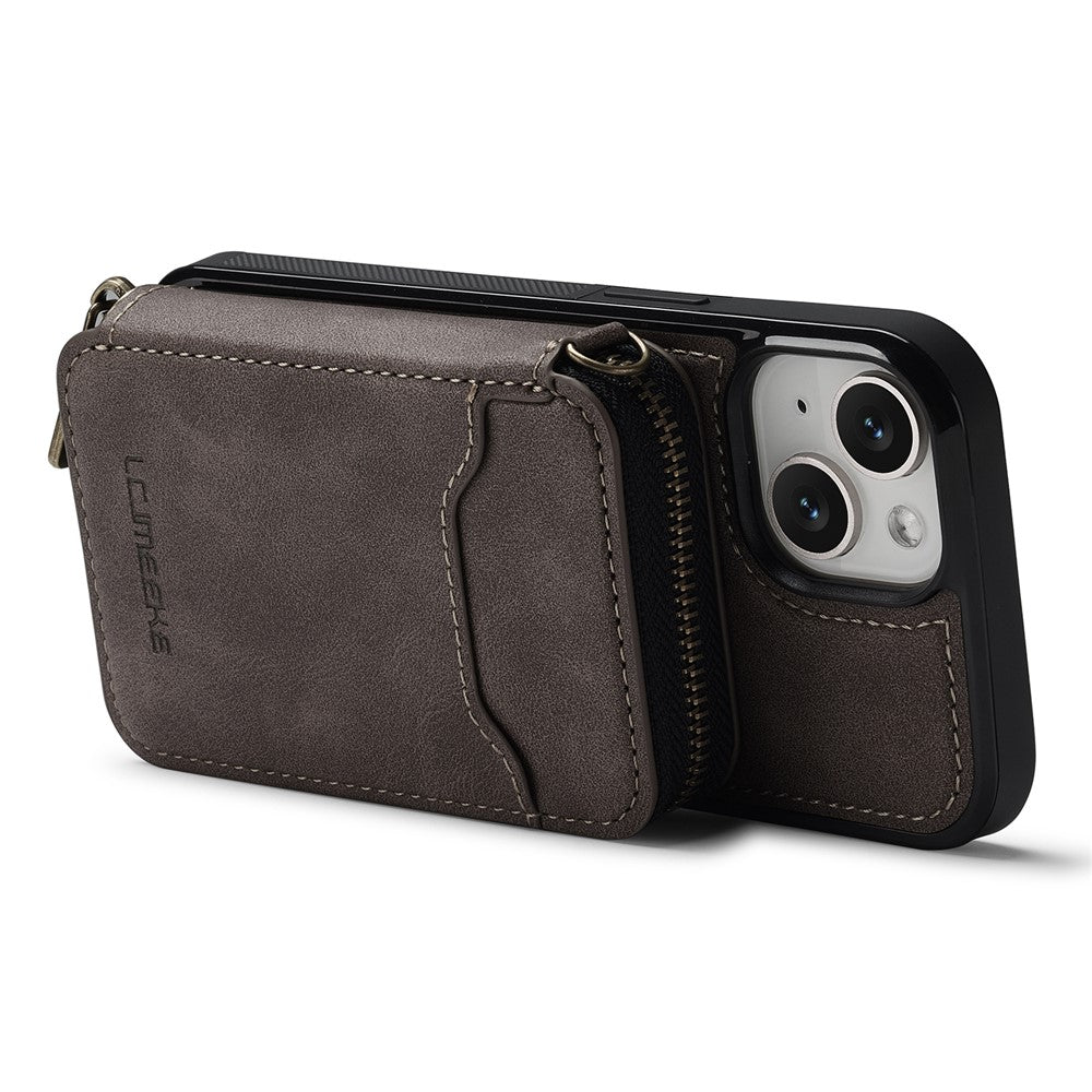 LC.IMEEKE L6 For iPhone 13 mini / 12 mini Magnetic Case Detachable Zipper Wallet Leather Coated PC + TPU Phone Cover