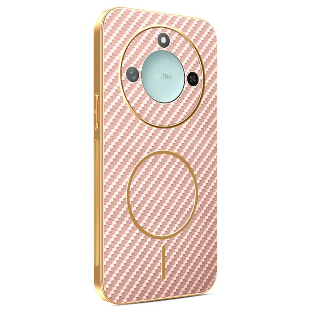 For Honor X9c Smart 5G / X60 5G Phone Case Carbon Fiber Textured Electroplated TPU Back Cover