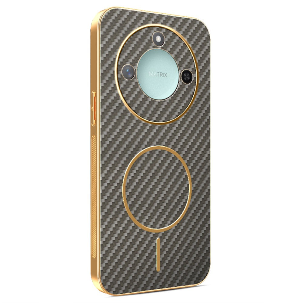 For Honor X9c Smart 5G / X60 5G Phone Case Carbon Fiber Textured Electroplated TPU Back Cover