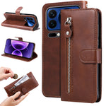 For Xiaomi 17 Pro PU Leather Cases with Zipper Pocket Wallet Phone Cover Stand