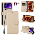 For Xiaomi 17 Pro Max Case RFID Blocking 3 Card Slots PU Leather Phone Cover with Wrist Strap