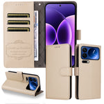 For Xiaomi 17 Pro Case RFID Blocking 3 Card Slots PU Leather Phone Cover with Wrist Strap