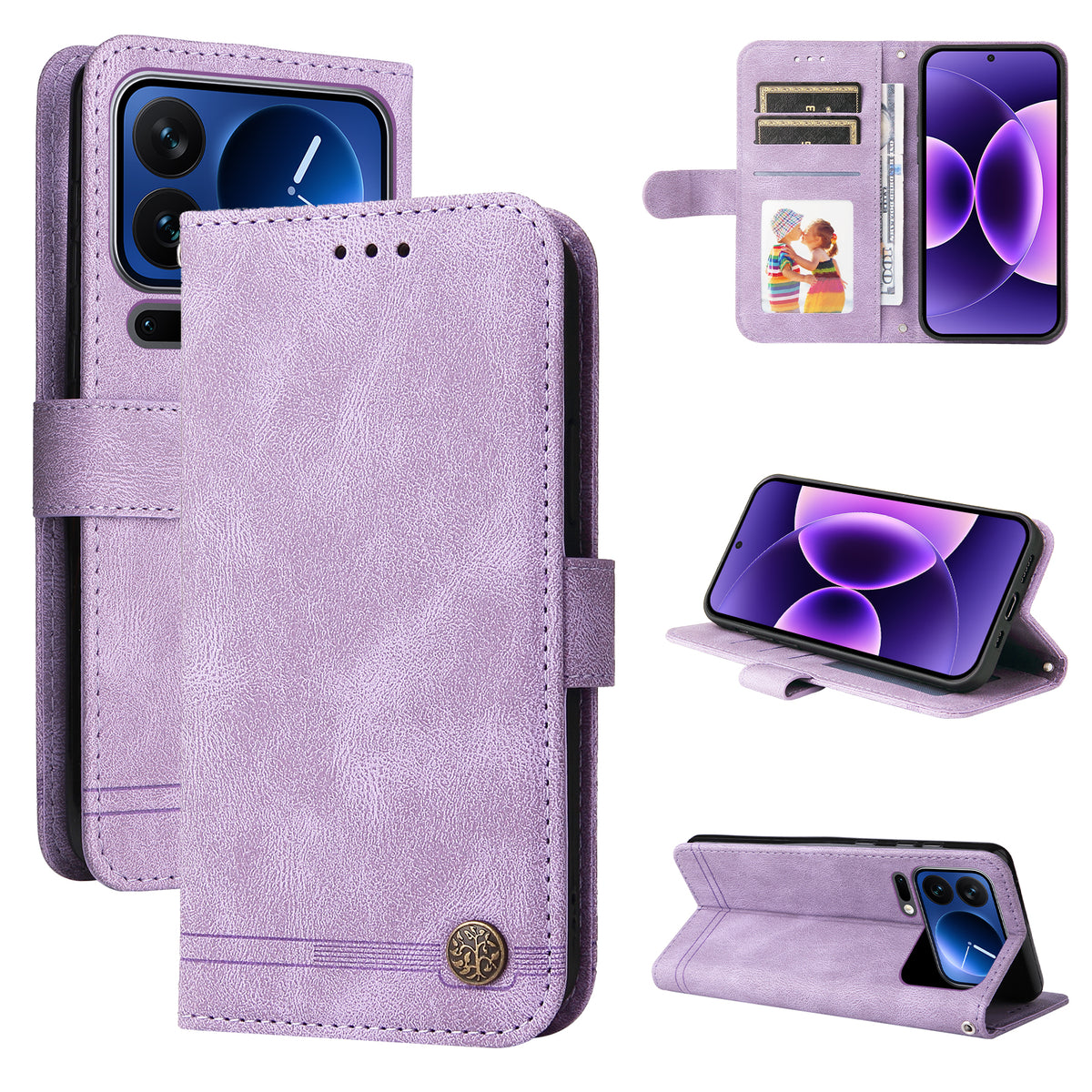For Xiaomi 17 Pro Leather Wallet Cases Skin Touch Phone Cover Stand with Strap