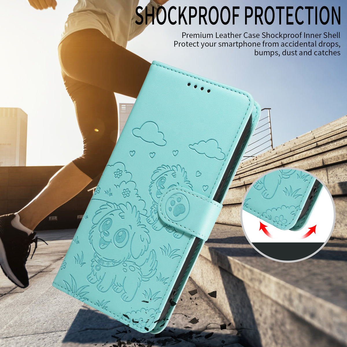For Xiaomi 17 Pro Case RFID Blocking Imprinted Dog Pattern PU Leather Phone Cover with Wrist Strap