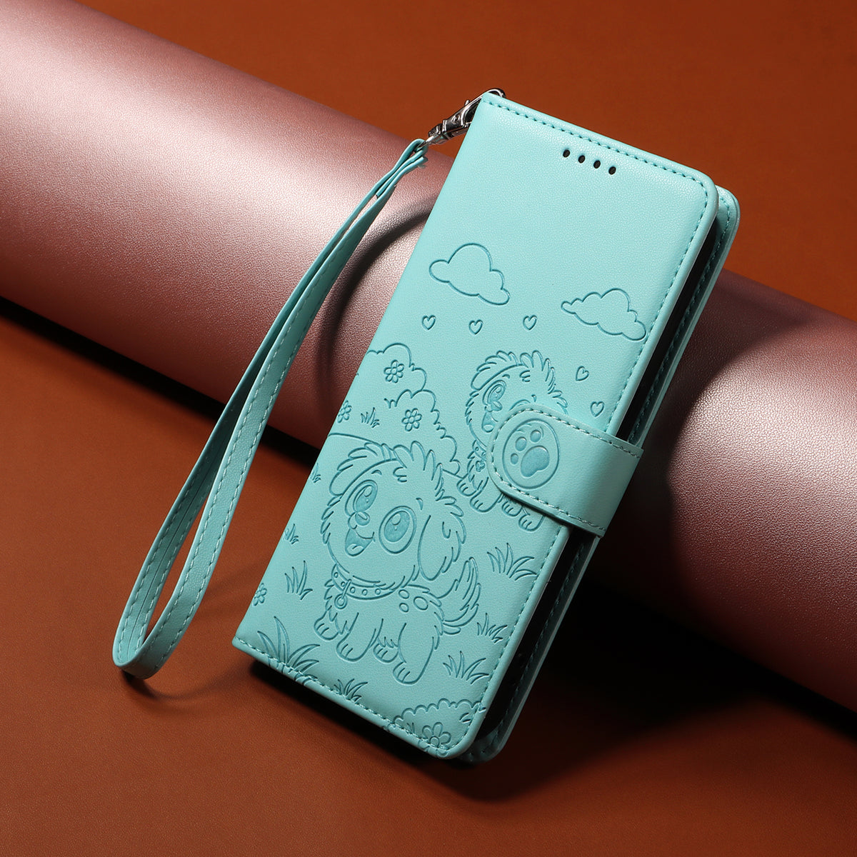 For Xiaomi 17 Pro Case RFID Blocking Imprinted Dog Pattern PU Leather Phone Cover with Wrist Strap
