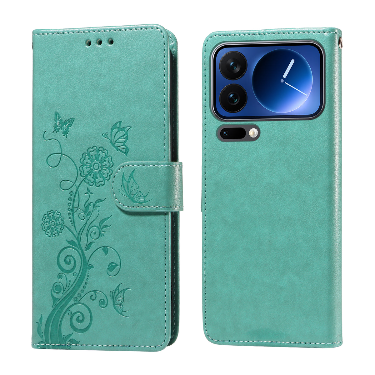 For Xiaomi 17 Pro Leather Case Butterfly Floral Imprint Wallet Stand Cover
