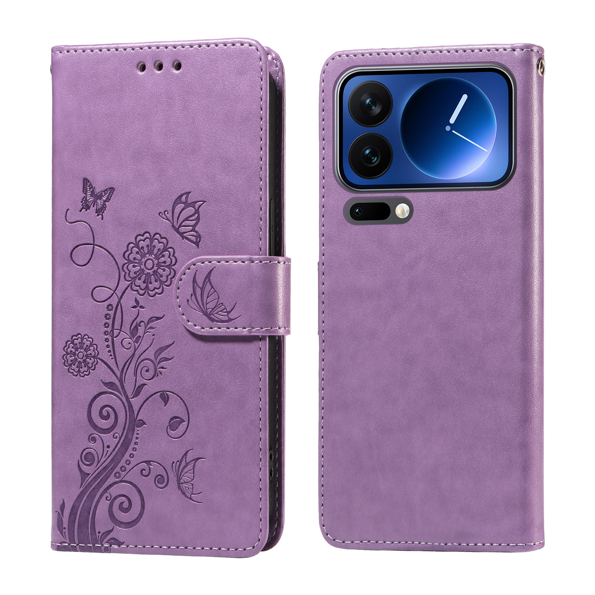 For Xiaomi 17 Pro Leather Case Butterfly Floral Imprint Wallet Stand Cover
