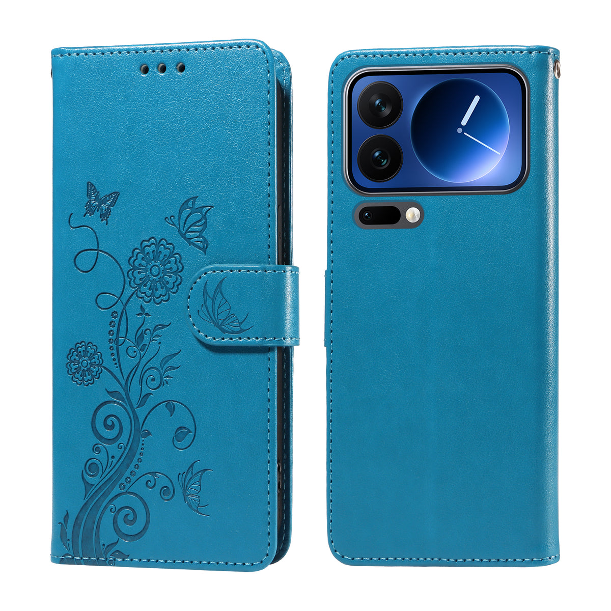For Xiaomi 17 Pro Leather Case Butterfly Floral Imprint Wallet Stand Cover