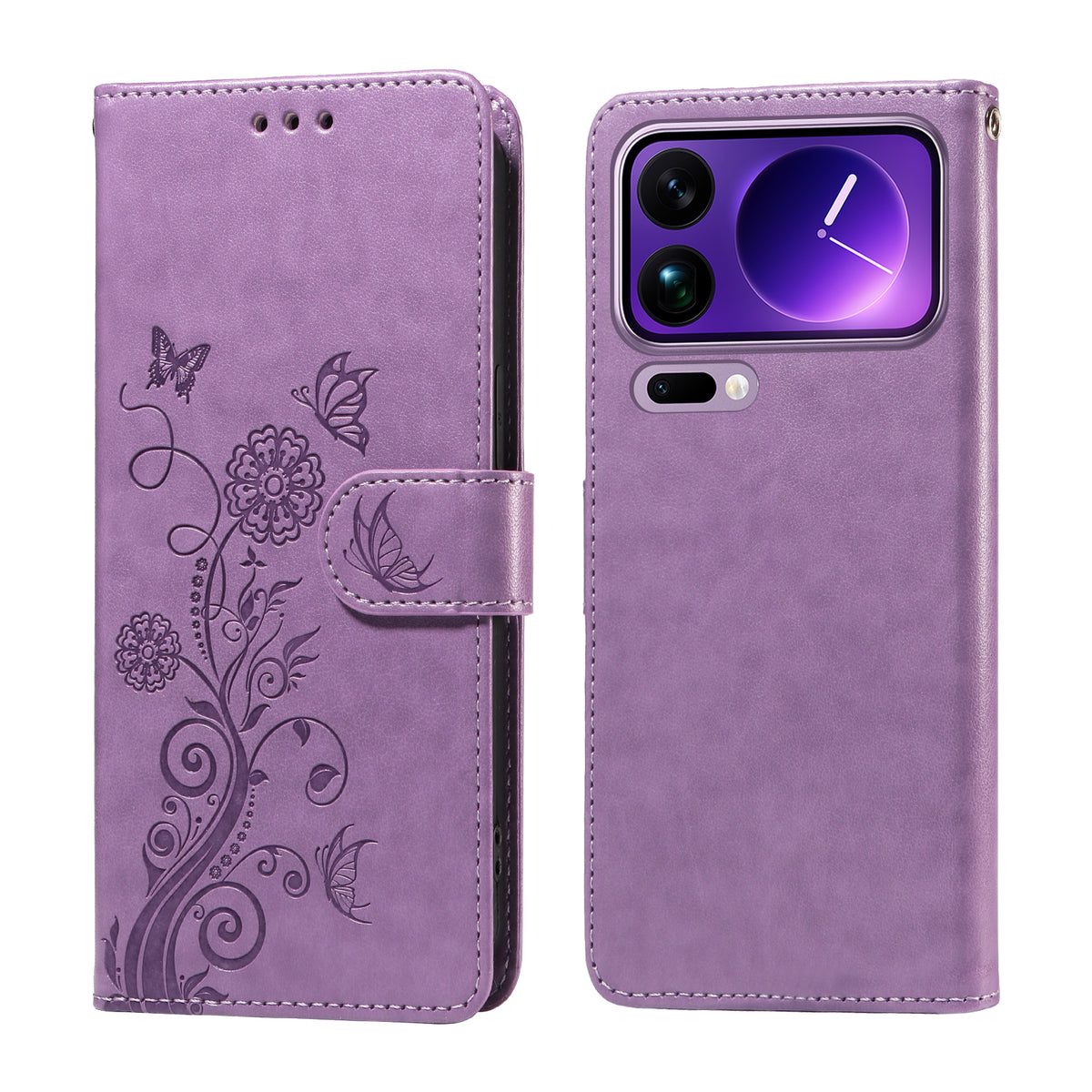 For Xiaomi 17 Pro Max Leather Case Butterfly Floral Imprint Wallet Stand Cover