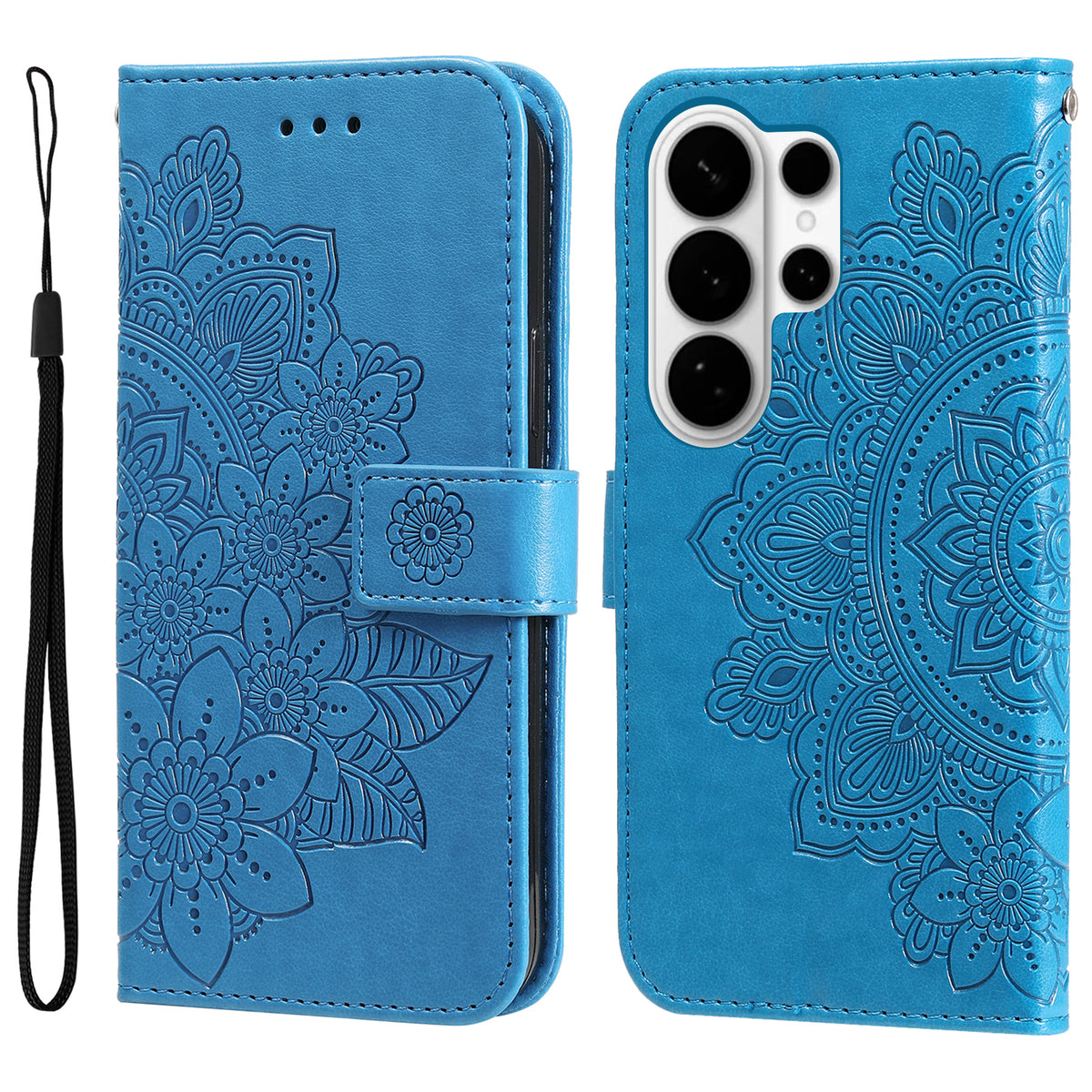 Skal till Samsung Galaxy S26 Ultra med blommönster i PU-läder, stativ och stativ.