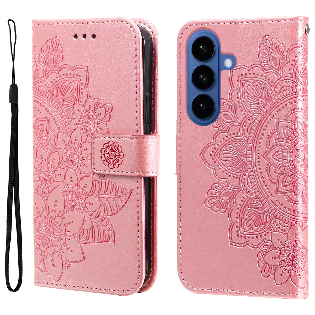 Samsung Galaxy S26 Skal Blommönster PU Läder Plånboksfodral