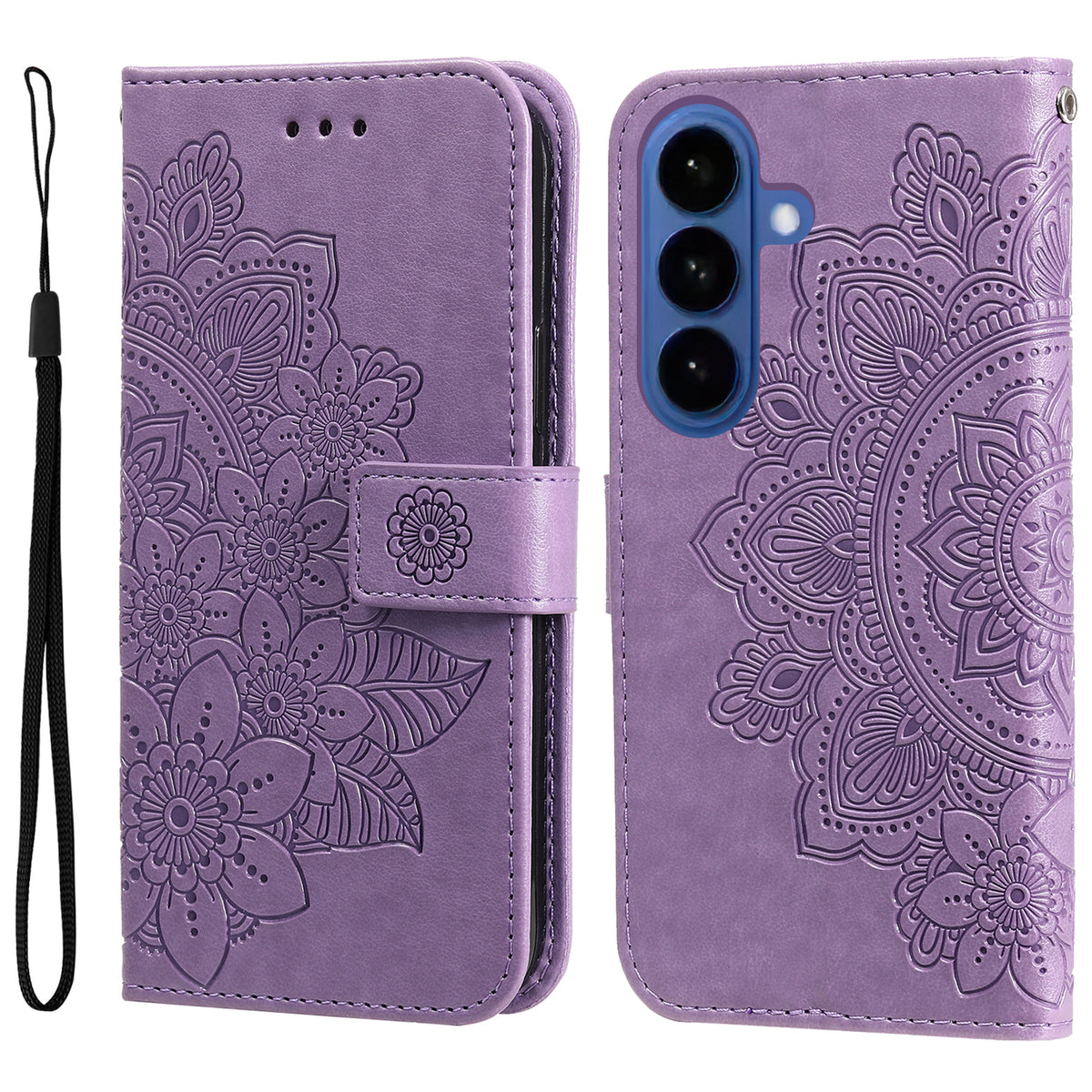 Samsung Galaxy S26 Skal Blommönster PU Läder Plånboksfodral
