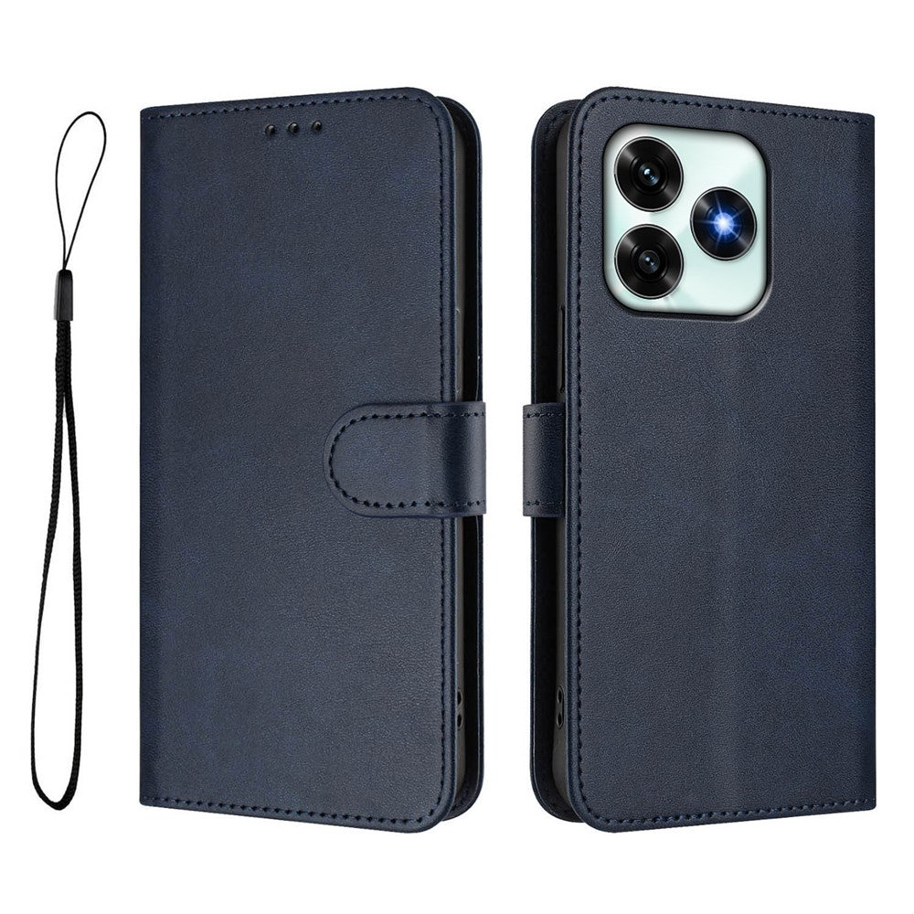 For Honor X5c Plus 4G Wallet Case RFID Blocking Calf Texture Leather Stand Phone Cover with Strap