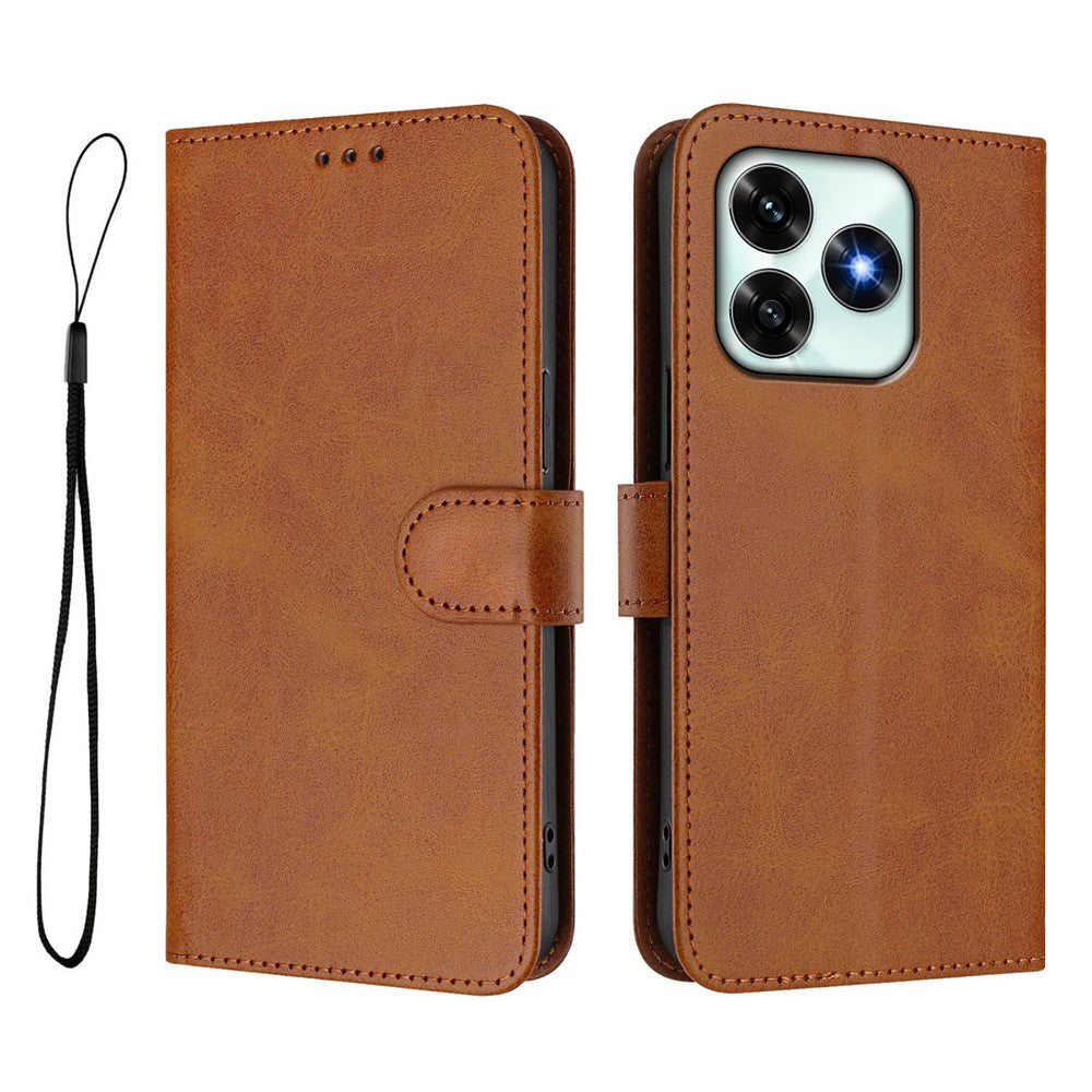 For Honor X5c Plus 4G Wallet Case RFID Blocking Calf Texture Leather Stand Phone Cover with Strap