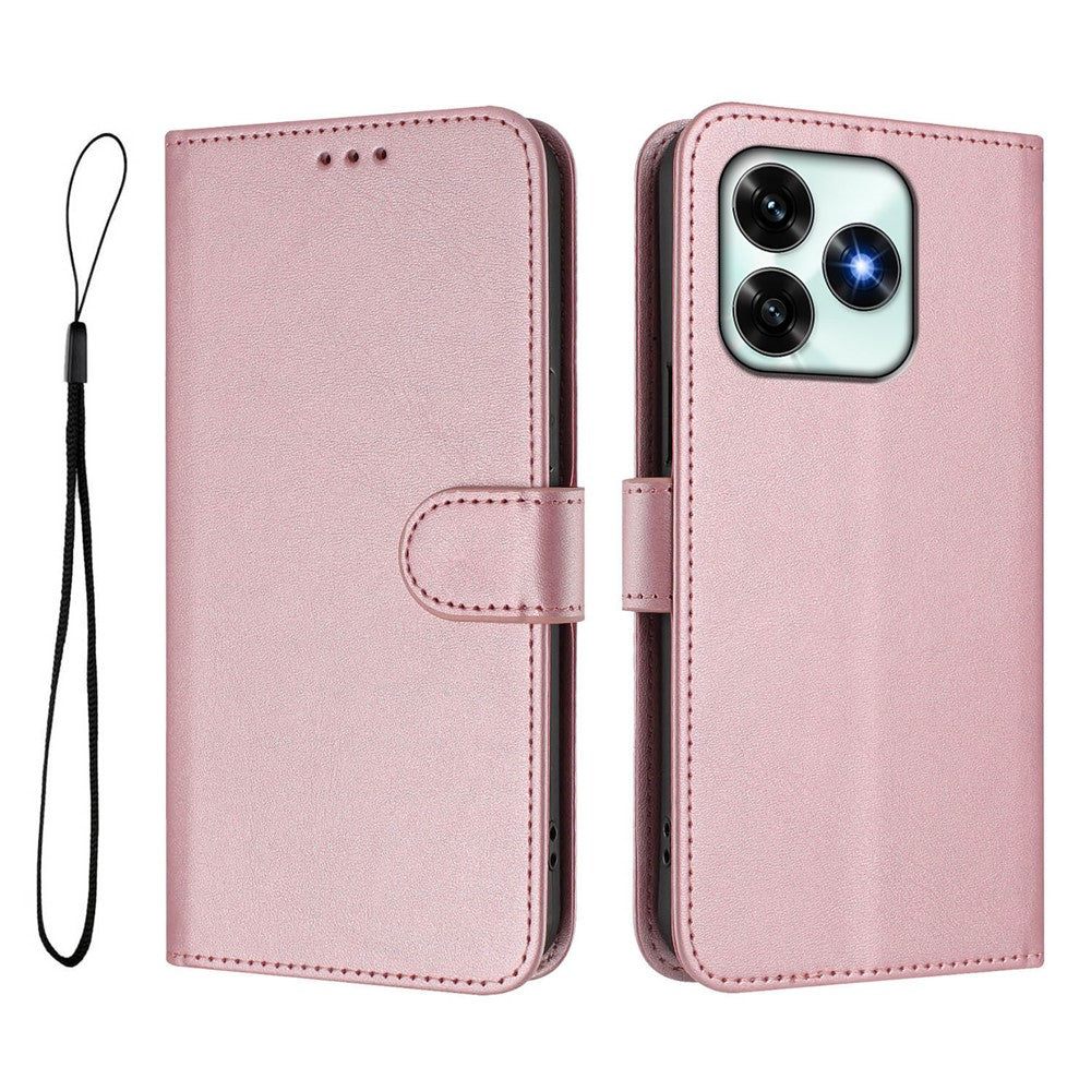 For Honor X5c Plus 4G Wallet Case RFID Blocking Calf Texture Leather Stand Phone Cover with Strap