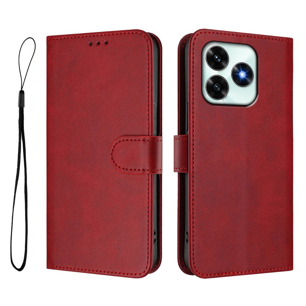 For Honor X5c Plus 4G Wallet Case RFID Blocking Calf Texture Leather Stand Phone Cover with Strap