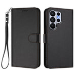 For Samsung Galaxy S26 Ultra Leather Case Wallet Stand Phone Cover with Wrist Strap