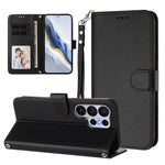 For Samsung Galaxy S26 Ultra Leather Case Wallet Stand Phone Cover with Wrist Strap