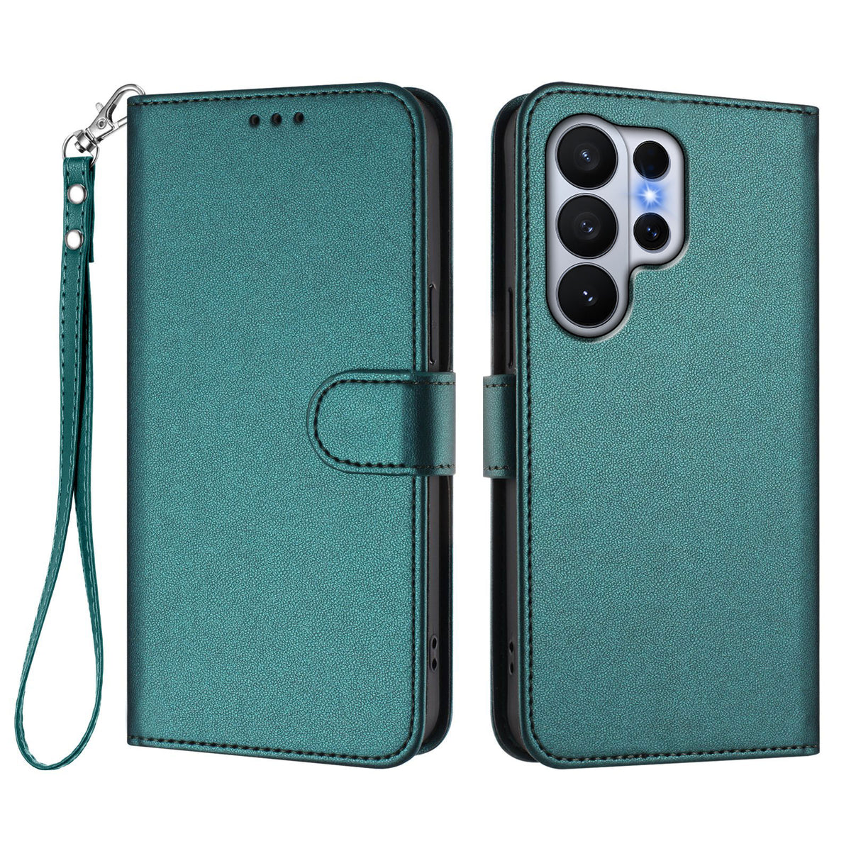 For Samsung Galaxy S26 Ultra Leather Case Wallet Stand Phone Cover with Wrist Strap