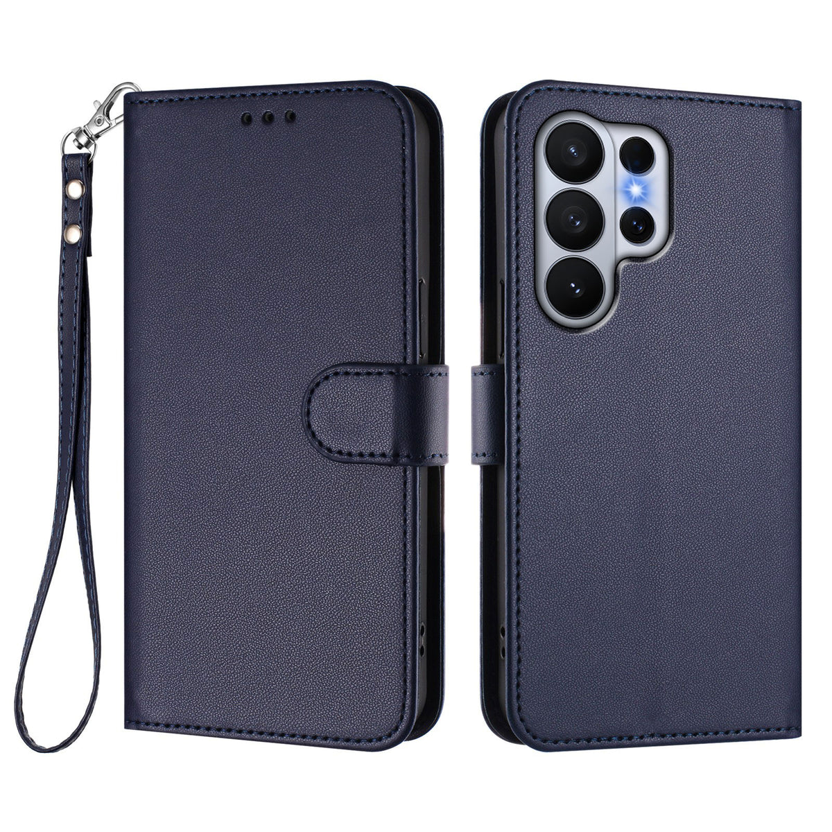 For Samsung Galaxy S26 Ultra Leather Case Wallet Stand Phone Cover with Wrist Strap