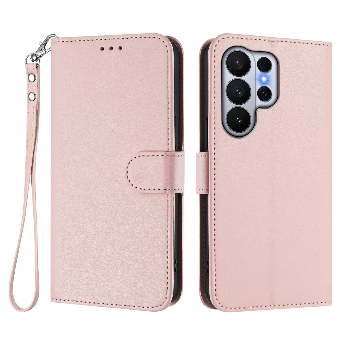 For Samsung Galaxy S26 Ultra Leather Case Wallet Stand Phone Cover with Wrist Strap