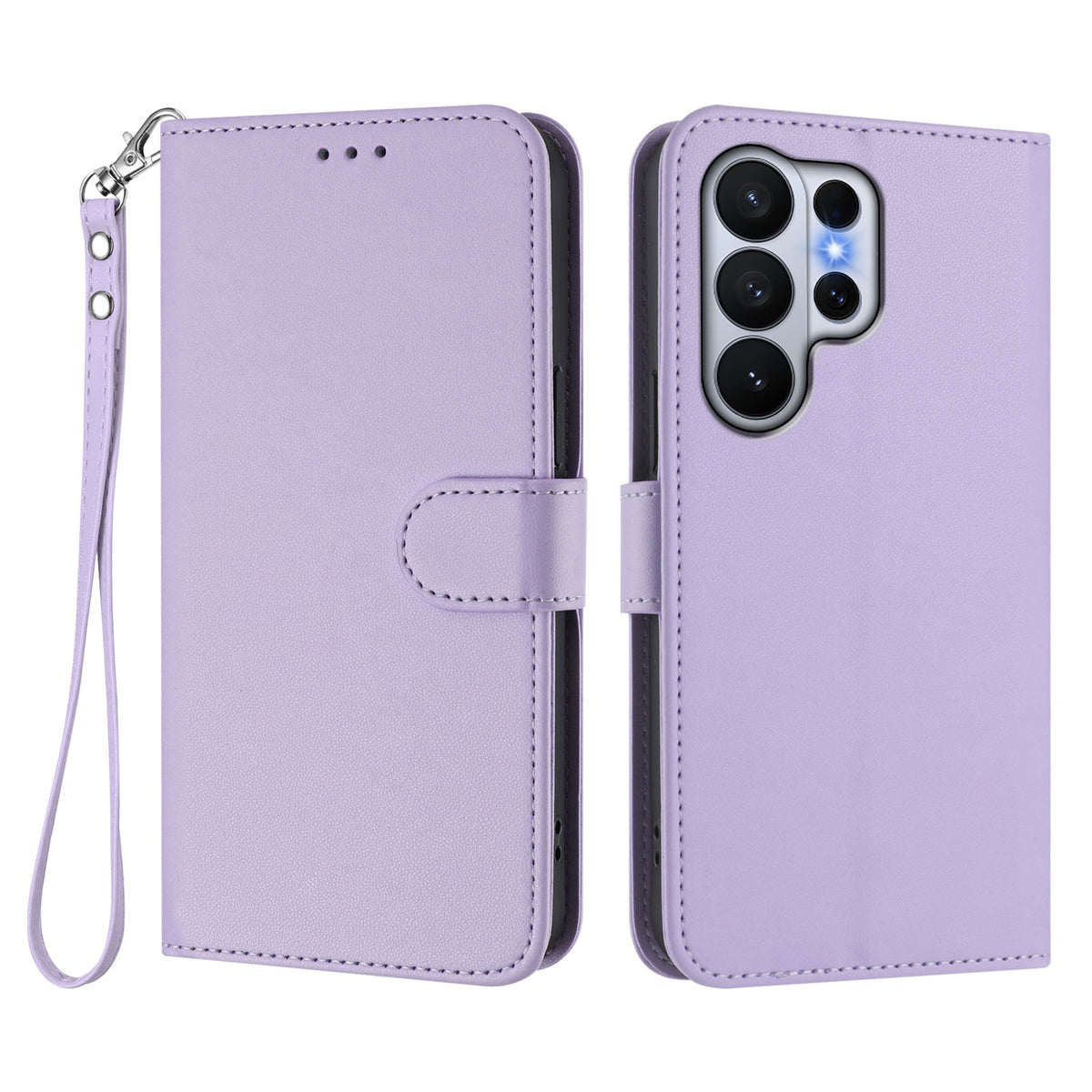 For Samsung Galaxy S26 Ultra Leather Case Wallet Stand Phone Cover with Wrist Strap