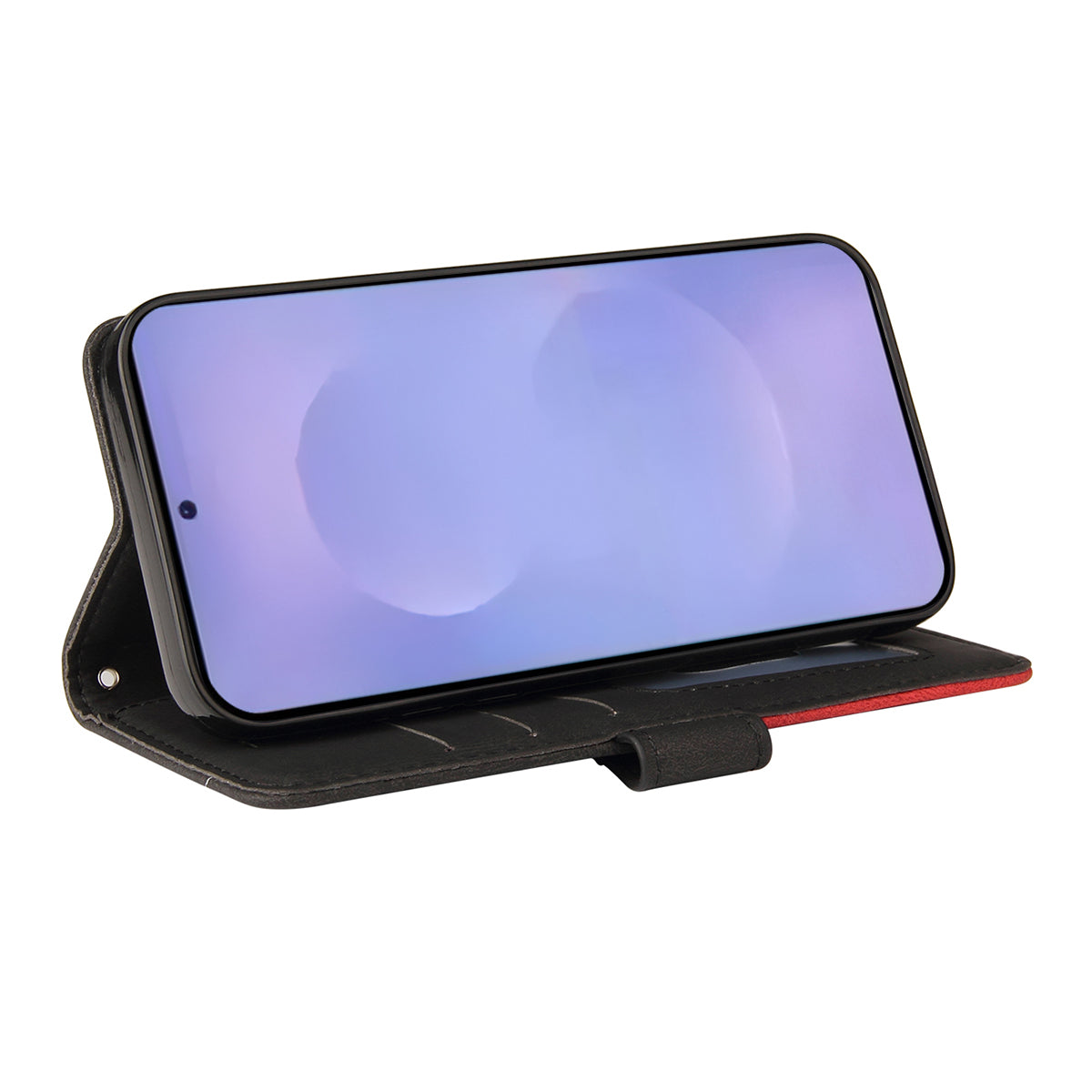 Samsung Galaxy S27 / S26 Läderfodral med stativ och tvåfärgad skarvdesign