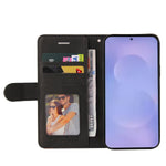 Samsung Galaxy S27 / S26 Läderfodral med stativ och tvåfärgad skarvdesign